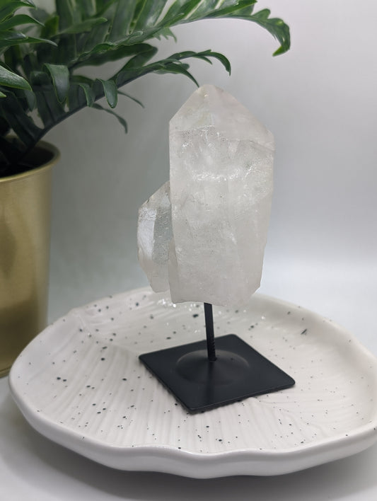 Natural Clear Quartz Cluster on Stand