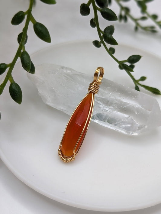 18k Gold Plated Faceted Carnelian Pendant
