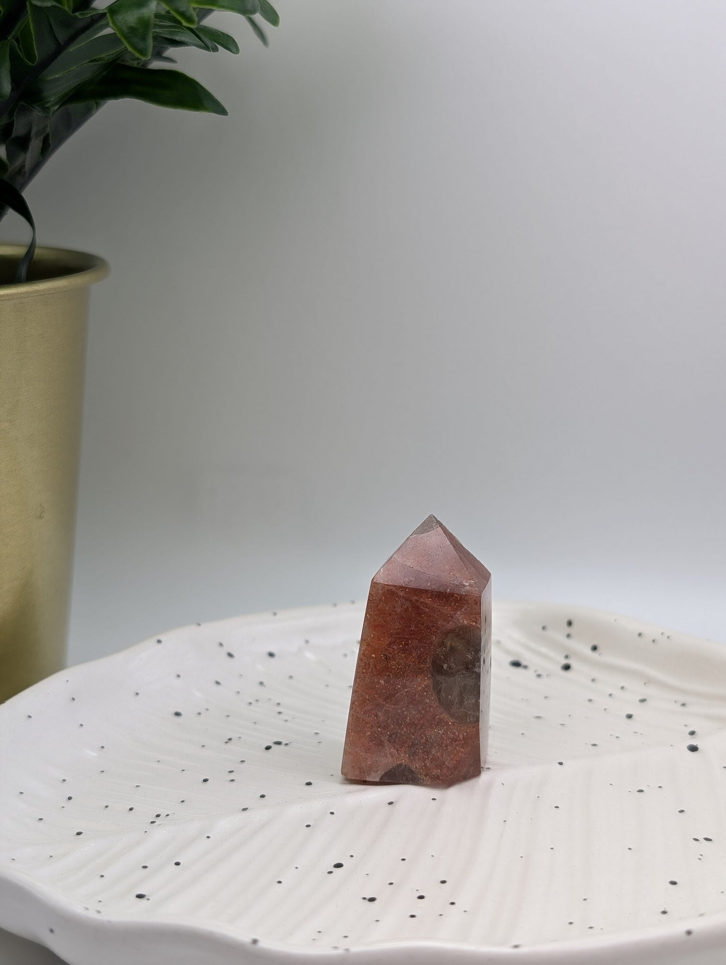 Confetti Sunstone Obelisk with Smokey Quartz Inclusions