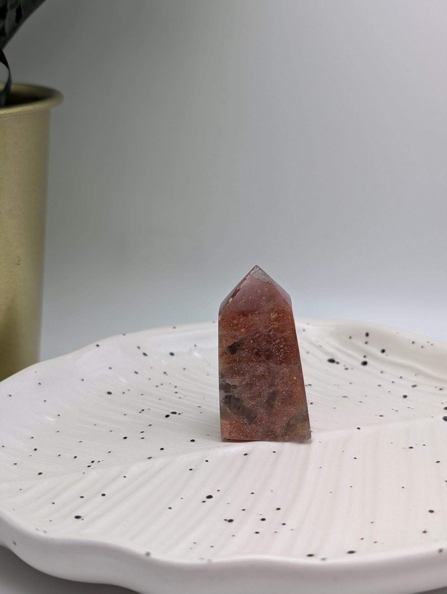 Confetti Sunstone Obelisk with Smokey Quartz Inclusions