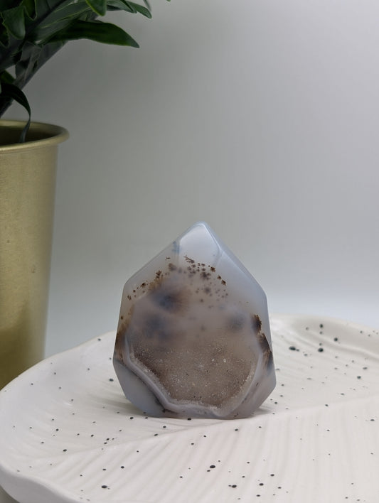 Druzy Agate Freeform with Dendritic Inclusions