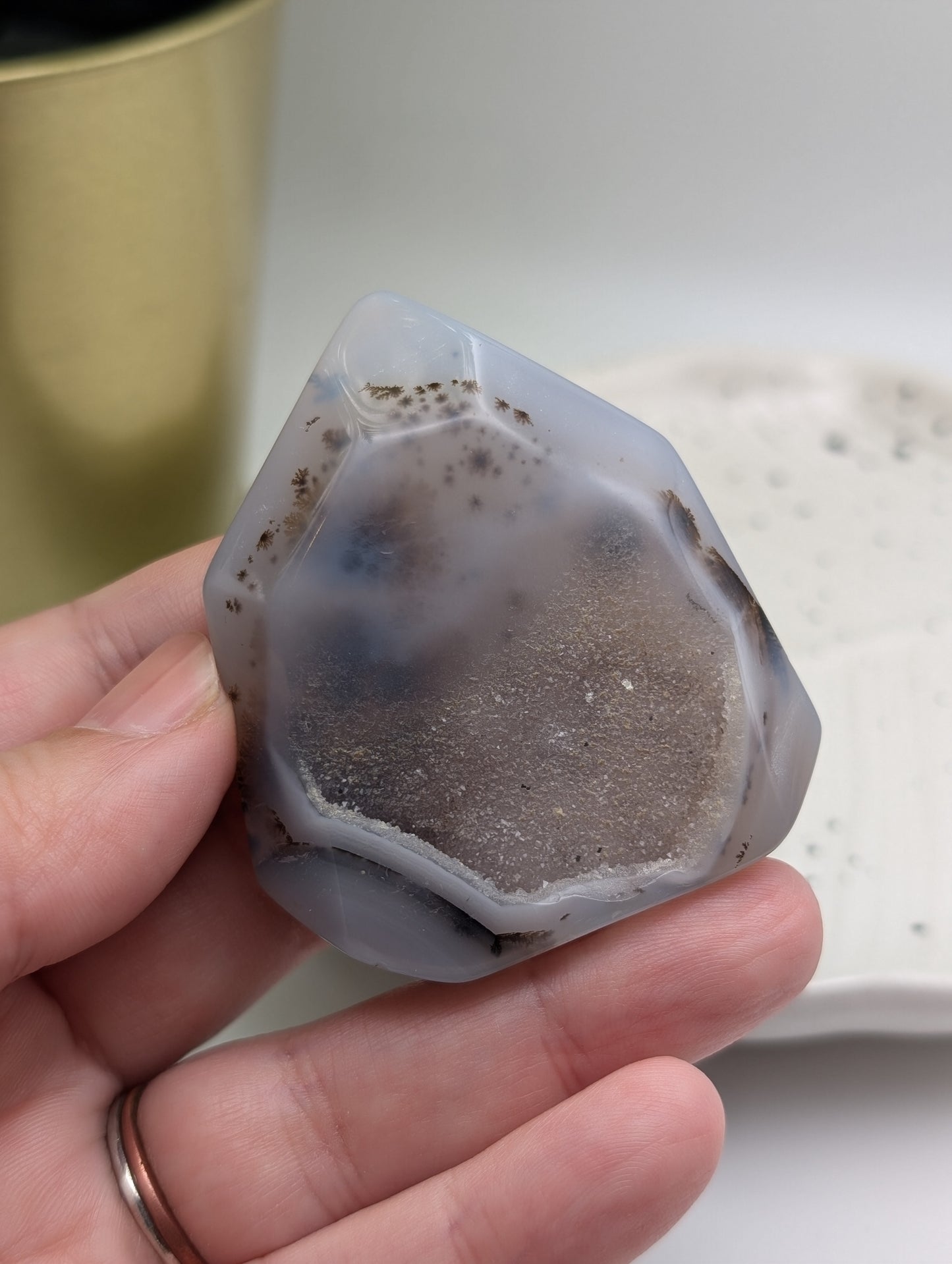 Druzy Agate Freeform with Dendritic Inclusions